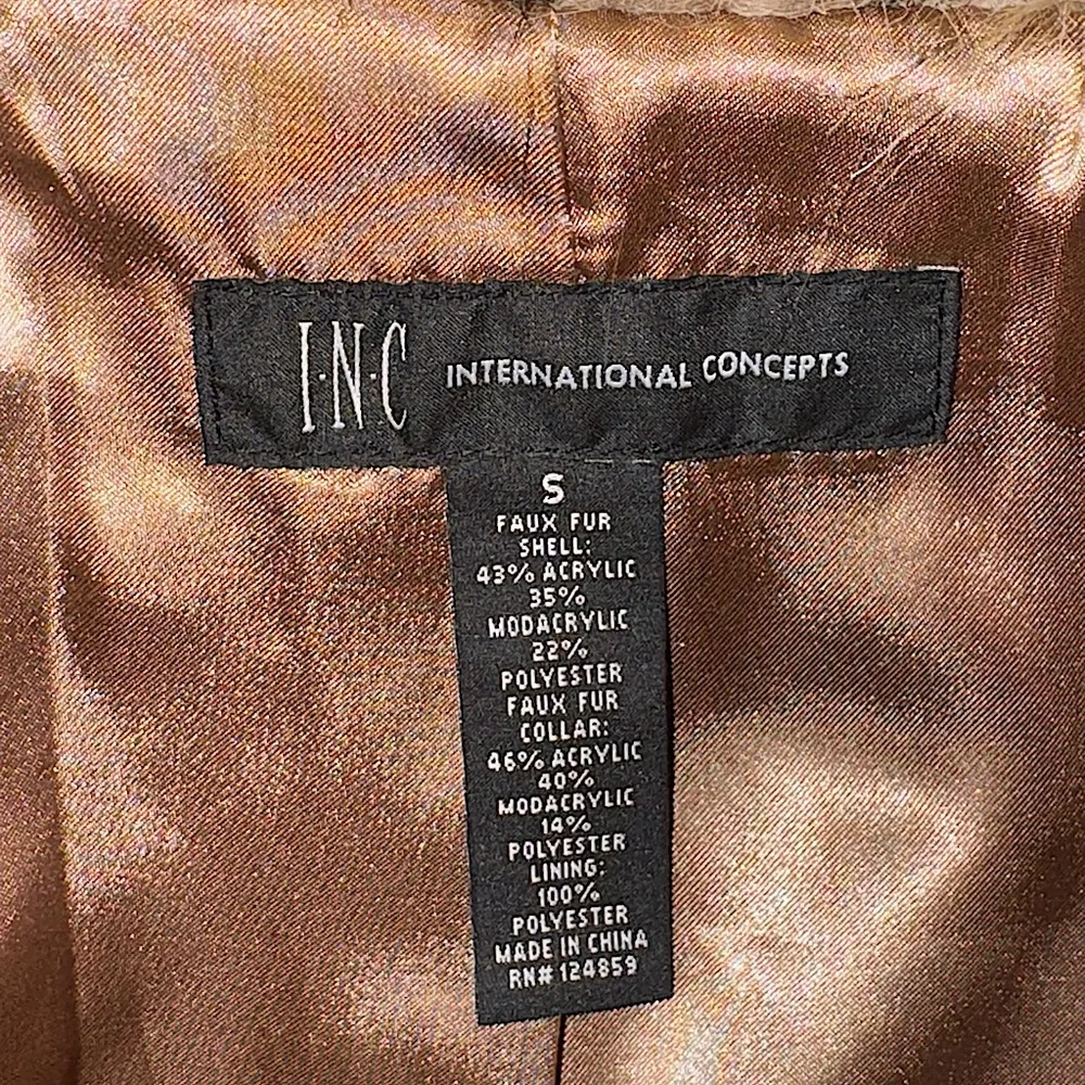 Brown & Black Lynx Faux Fur Jacket by International Concepts Size small - Picture 5 of 8